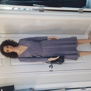 Leota Geometric Print Wrap Dress with Fabric Belt